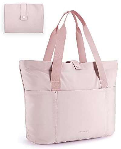 bagsmart Tote Bag for Women, Foldable Tote Bag, Handbags & Shoulder Bags with Zipper for Travel, Beach, Gym, Work, School