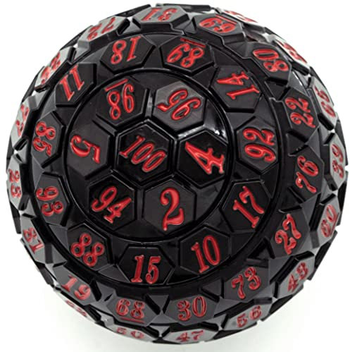 World of Dice - W100 / D100 Drachenei schwarz/rot - Großer, Schwerer Würfel mit eingestanzten, rot bemalten Ziffern - Perfekt für DND, DSA, Cthulhu und viele weitere Rollenspiele
