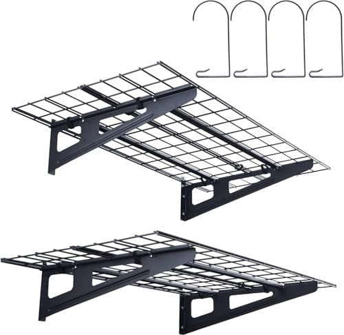 VEVOR Scaffali per Garage da 2 Pezzi Griglia per Garage Portaoggetti 122 x 61 cm Montaggio da Parete, Capacità Carico max. 113,4 kg ca., Scaffali Galleggianti per Organizzazione del Garage, Officina