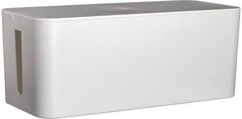 Intirilife Kabelbox aus Kunststoff in Weiß - 32 x 13.6 x 12.7 cm - Kabelmanagement Box, Organizer zum Verstecken von Kabeln und Steckdosenleisten