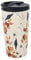ECO CHIC Tasse à café thermique réutilisable | Tasse de voyage isotherme en acier inoxydable avec couvercle anti-fuite | Utilisable pour boissons chaudes et froides (Fleurs Beige)