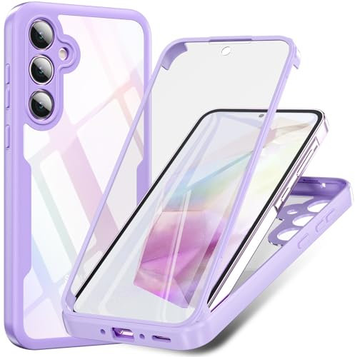 Hensinple For Samsung Galaxy A35 5G Case, Samsung A35 Case Military Grade Drop 360° Full Body Rugged Bumper Case with Built-in Screen Protector Shockproof Cover Phone Case for Samsung A35,Purple