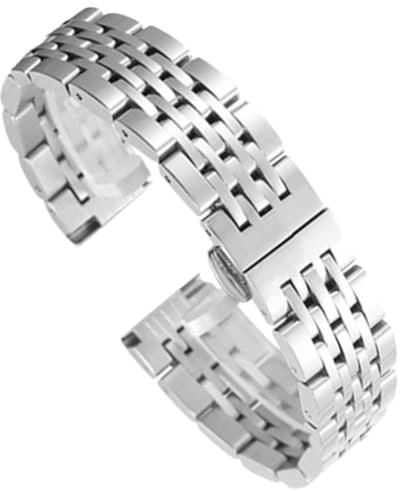 dayeer Geeignet für Tissot Le Locle T41 Sieben-Perlen-Uhrenarmband aus flachem, massivem Edelstahl mit Butterfly-Schnalle als Ersatz für Uhrenarmbänder (Color : Silver, Size : 20mm)