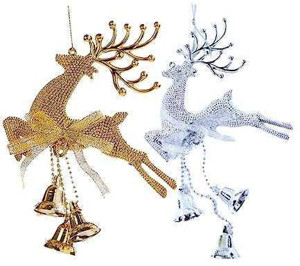 Ciieeo 2 Stk weihnachtswandbehang Einweihungsgeschenk Elch und Glocken hängender Anhänger Party mitgebsel kinder kinderparty mitgebsel Weihnachtsdekorationen Ornament Miniatur schmücken
