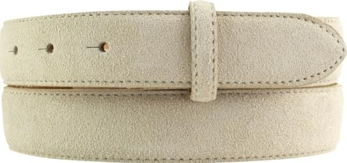 BELTINGER Gürtel aus Veloursleder ohne Schnalle 3,0 cm | Velour-Ledergürtel für Damen Herren 30mm | Wildleder-Gürtel | Beige 85cm