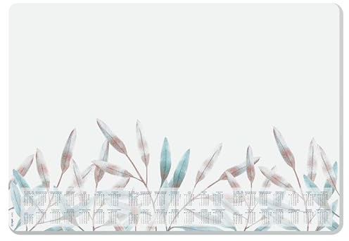 SIGEL HO303 Papier-Schreibtischunterlage, ca. DIN A2, mit 3-Jahres-Kalender, 30 Blatt, abgerundete Ecken, Motiv Frosted Leaves, Schreibunterlage aus nachhaltigem Papier