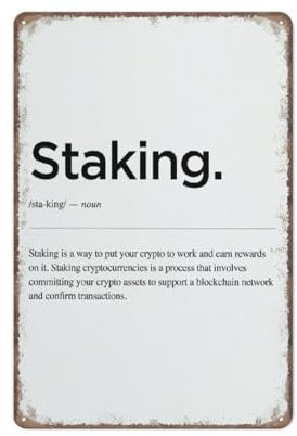 KOPUTE Staking Definition, Kryptowährungsdruck, Staking-Poster, Krypto-Geschenkideen, Wanddekoration, Krypto-Wandkunst, Retro-Metallposter, Wandkunst, Küche, Garten, Bauernhof, Heimdekoration, 20 x 30