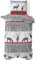 LINKHOFF Biber Bettwäsche 135x200 - Weihnachtsbettwäsche Cozy Christmas - 2tlg. Winterbettwäsche in Rot Grau - 100% Baumwolle - Weihnachts Bettwäsche Hirsch