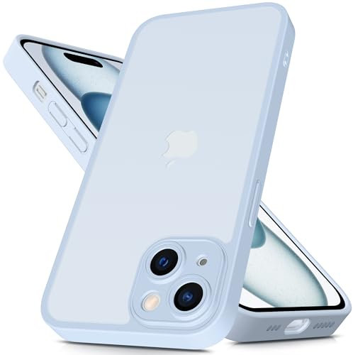 Mootobo for iPhone 15 Plus Case with Camera Lens Full Cover Protection, 10FT Military Grade Drop Protection Phone Case with Anti-Fingerprint Matte Back 6.7 inch - Blue