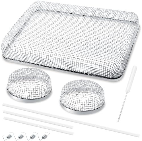 BFXM Paquete de 3 cubiertas de ventilación para horno de RV, pantalla de insectos de acero inoxidable con herramienta de instalación y goma de silicona para ventilación de estufa de caravana,