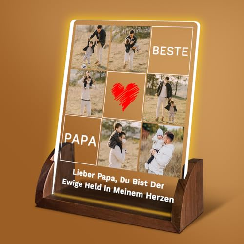 Cozifitgear Personalisierte Geschenke für Papa - Led Bilderrahmen - Geschenk Vatertag mit Foto,Vater Geschenke zum Vatertag, Geburtstag, Weihnachten von Tochter & Sohn
