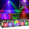 Immver Party Disco Lights 5 in 1 DJ Stage Lighting, with 3D RGB Animation, Sound Activated, Black Light, Compatible with DMX 512 Controller, Disco Ball Stage Lights for Nightclubs/Wedding/Home Party