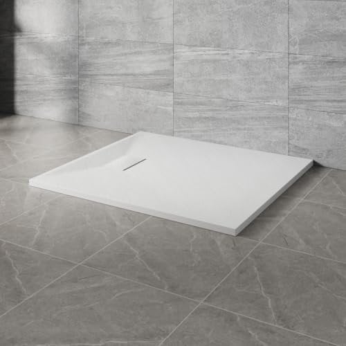 NRG 1000x900mm SMC Rectangle Shower Tray White Slip-Resistance Bathroom Shower Base Easy to Clean