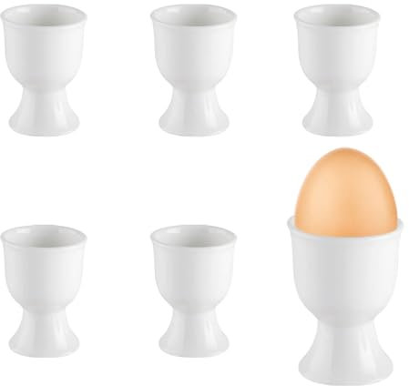 Yudobliss Coquetiers en Porcelaine, Lot de 6 Coquetiers en Porcelaine Blanche, 7 x 5,2 cm Porte œufs Empilable, Coquetier en Céramique, pour la Cuisine, la Salle à Manger et Les Tables, Blanc