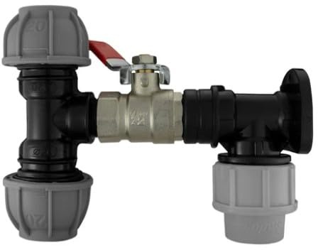 Wall Flange Kit 20mm MDPE - Designed for Secure and efficient Connections with 20mm MDPE Pipes Suitable for Gardening, Backyard, Around The House, Farmhouse (Lever Valve & 20mm MDPE Tee Outlet)