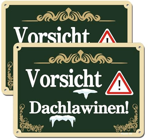 Schild Vorsicht Dachlawinen 2 Stück，25x18cm Achtung Aluminium Reflektierendes Schilder