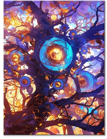 Malen Nach Zahlen ab 7 8 9 10 Jahre Mädchen Jungen 60 x 80 cm, Paint by Numbers Baum Malen Nach Zahlen Erwachsene Abstrakt Malen-Nach-Zahlen Kinder DIY ölgemälde mit 3 Pinseln und Acrylfarbe U-4