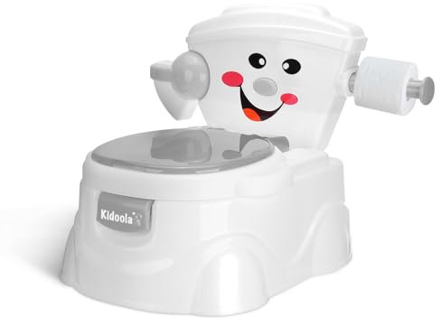 KIDOOLA Grey Potty Training Toilet Seat | Toilet Potty Seat with Splash Guard, Fun Way to Improve Your Child's Development Portable, Easy to Carry as Travel Potty for Kids 6 Months to 5 Years