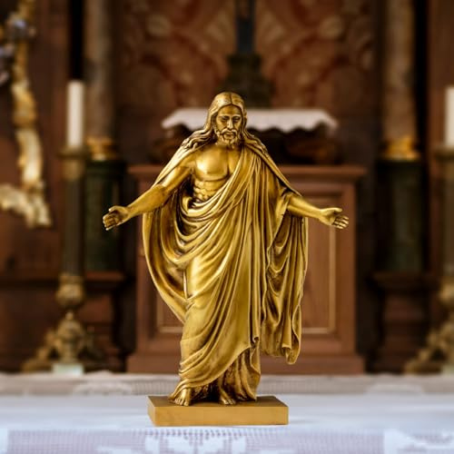 MILY-ART Jesus Figur 30 cm aus Bronze mit offenen Armen | 2,8 kg, Christus Statue, handgegossen, Taufgeschenk, für Altar Kirche Hausaltar