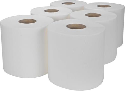 Rimex Lot de 6 rouleaux de papier essuie-mains 2 plis gaufrés Blanc
