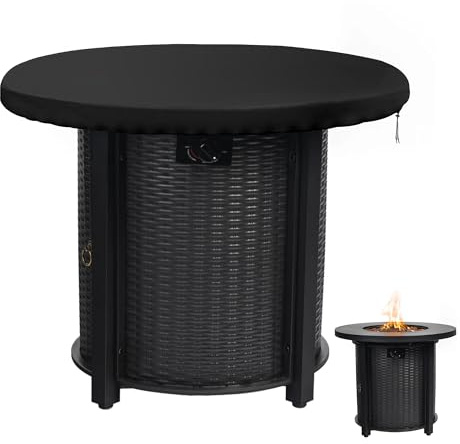 Feuerplatte Abdeckung 100cm Grillplatte Schutzhülle 420D Feuerplattenabdeckung Wasserdicht Anti-UV Oxford Wasserbeständigkeit Abdeckung Schwarz Rund Feuerplatte Zubehör für Feuerplatte und Grillplatt