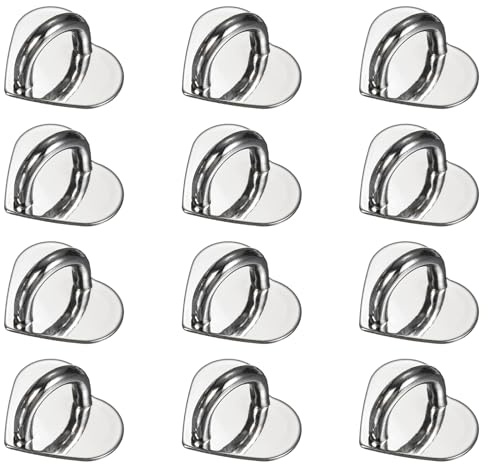 PATIKIL Metal Phone Charm Hook 0.8, 12Pcs Adhesive Heart Shaped Phone Finger Grip Hook Smartphones Keychain Ring Charm Loop for DIY Tablet Case Accessories, Silver