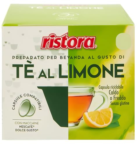 Ristora 80 Capsule Thè al Limone Compatibile con Dolce Gusto, Bevanda Monodose Gusto Tè Solubile