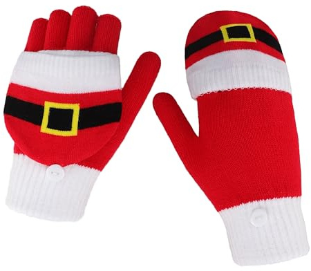 FakeFace Weinachten Strickhandschuhe Touchscreen für Damen Herren Elastiche Fingerhandschuhe Warme Winterhandschuhe Handschuhe Fäustlinge Weihnachtshandschuhe für Running Outdoor Aktivitäten