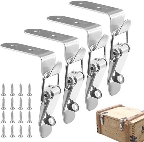 JRYXDS 4 Chiusure A Tensione In Acciaio Inox, Chiusura A Leva Da 76 Mm, Chiusura A Molla, Clip A Morsetto, Chiusura A Scatola, Cerniera Per Cassetta Degli Attrezzi, Cassetto, Cassettiera, Armadio