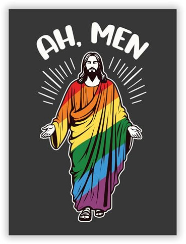Druck-Palast Ah Men Jesus LGBTQ Poster - 30x40cm - Kunstdruck - Wohnzimmer Schlafzimmer - Farbenfroh Verspielt Provokant - Hochwertiger semimatter Druck - Wanddeko ohne Rahmen für LGBTQ+ Freunde