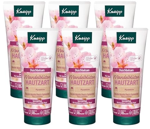 Kneipp Duschbalsam Mandelblüten Hautzart - feuchtigkeitsspendende Duschcreme mit Mandelmilch & Mandelöl für geschmeidige Haut - Multipack 6 x 200ml