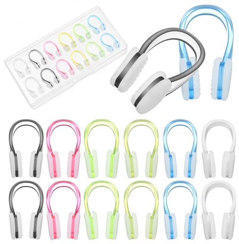 Wanmu 6Pcs Nose Plugs for Swimming Soft Silicone Swim Nose Clip with Storage Cases Non-Slip Waterproof Swimming Nose Plug Fit for Adults Kids Children Aged 7+, Pool Training Diving Water Sports