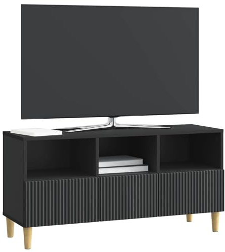vidaXL TV-Schränk Schwarz 102 x 34,5 x 50 cm Holzwerkstoff, Wohnzimmer, Vintage TV-Ständer, rechteckiges Möbelstück, moderner Lowboard, viel Stauraum, Deko für Entertainment