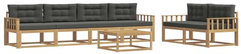 vidaXL Outdoor-Sofagarnitur mit Kissen 6 pcs Weiß und Anthrazit, Gartenmöbel, modernes Outdoor-Sofa Set, modulare Sitzgelegenheiten, Loungemöbel für deinen Garten