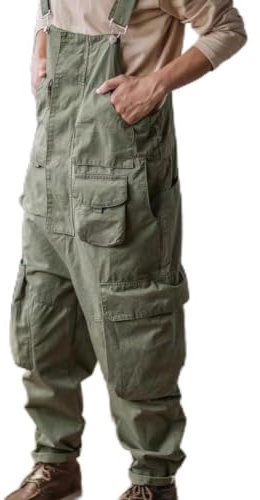 Wablissia Salopette da uomo vintage, vestibilità ampia, pantaloni da lavoro larghi con bretelle, stile retrò lavato, salopette casual a lunghezza intera, taglie forti pittore