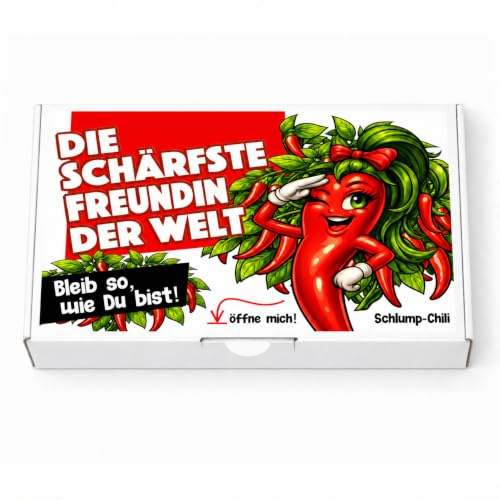 Schlump-Chili Die schärfste Freundin der Welt - Ein witziges Geschenk Set für eine gute Freundin oder deinen Schatz! Eine tolle Geschenkidee z.B. zum Geburtstag, Weihnachten, Ostern oder Valentinstag