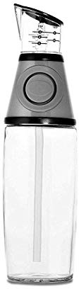 Aminno Olive Oil Dispenser Bottle - 17 oz / 500ml with Drip-Free Spouts - Oil Pourer Dispensing Bottle for Kitchen - Measure Cooking Vegetable Oil and Vinegar (Silver)