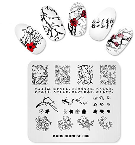 Alexnailart Nail Art Stamping Plate Flowers Style Chinese Natural Model Image Plate Nail Art Tools (CN006)