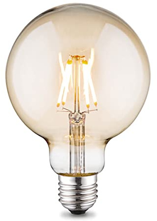 Home Sweet Home Edison Vintage E27 | LED-Filament-Leuchtmittel Globe | G95 Deco LED-Lampe | Ambra | Dimmbar | 6W 550lm 2700K | warmweißes Licht | für E27-Fassungen