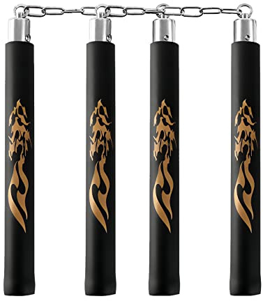 TOPOINT Nunchuck, Nunchucks/Nunchakus de goma espuma segura con cadena de acero para niños y principiantes, práctica y entrenamiento (negro)