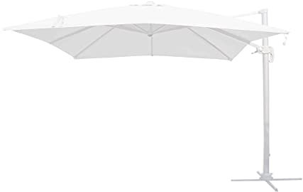 milani home - Ombrellone 3x4 Da Giardino Luce Incorporata Con Palo Decentrato Laterale A Braccio Dotato Di Led Colore Bianco