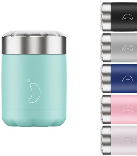 Chilly's Food Pot - Leak-Proof, Premium Stainless Steel Reusable Food Container - Double-Walled Insulated for Hot or Cold Lunch Storage - Pastel Green - 300ml
