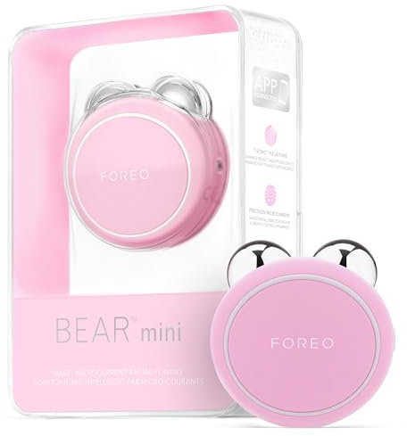 FOREO BEAR mini Gezieltes Mikrostrom-Facelifting-Gerät - Gesichtsmassagegerät gegen falten - Gesicht & Jawline Trainer - Gesichtsmassage - Face lifting gerät-- Anti-Aging - Pearl Pink