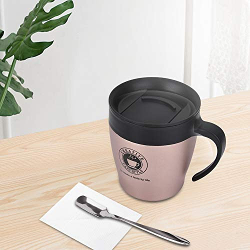 Oumefar Tasse à café en Acier Inoxydable 330 ML pour Le Lait pour Le Bureau(Rose Gold)