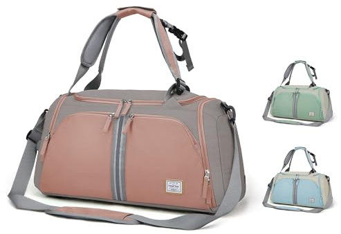 WindTook Sporttasche Damen 40L Fitnesstasche Frauen Trainingstasche mit Schuhfach Reisetasche Duffel Bag Weekender Schwimmtasche Tanztasche Sport Gym Tasche Travel Bag für Yoga, 53x27x27 cm, Rosa-40L
