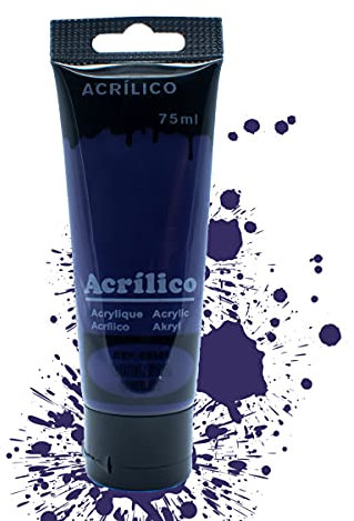 Pintura Acrílica 75ml para Manualidades y Uso Profesional, Adaptable para Cartón Madera y Papel (Violeta, 1 Bote)