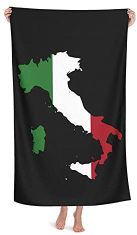 FFLSDR Serviette de Plage Italie Drapeau Italien Carte Microfibre Grande Serviette de Bain pour Adultes Couverture de Plage absorbante à séchage Rapide 80X130CM