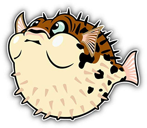 20cm! Hochwertiger Kühlschrank-Auto-Aufkleber Sticker Cartoon Comic Lustig Spaß Funny Kugelfisch UV&Waschanlagenfest Decal