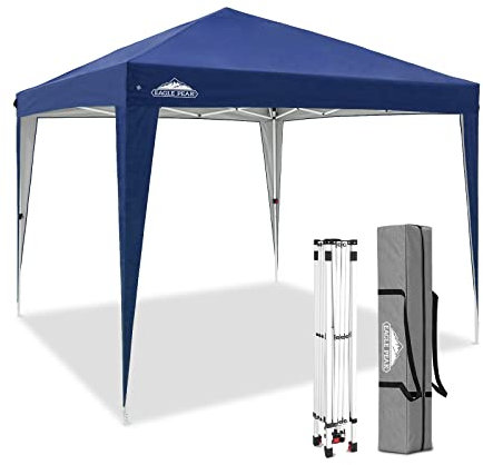 EAGLE PEAK 3x3m Veranstaltungszelt Pavillon Klappbar Wasserdicht Pop Up Pavillon Faltbar UV Schutz 50+ Faltpavillon für Camping Garten Party Hochzeit Picknick und Festival, inkl. Tasche, Dunkelblau