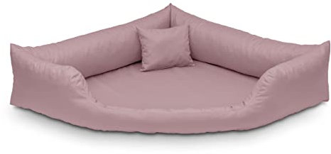 Juelle Orthopädische Hundebett Eckbett Hundebett mit Orthopädischer Matratze für Große Hunde Abnehmbarer Bezug, Waschbar, Dakota M-XXL (130x95 cm, Puder Dar Rosa)